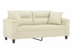 Sofá de 2 plazas con cojines cuero sintético color 140 cm < Clicnbuy