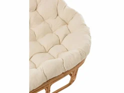 Les Tendances Sillón De Mimbre | Sofá de 2 plazas con cojines de ratán natural y blanco Arni