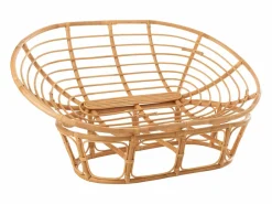 Les Tendances Sillón De Mimbre | Sofá de 2 plazas con cojines de ratán natural y blanco Arni