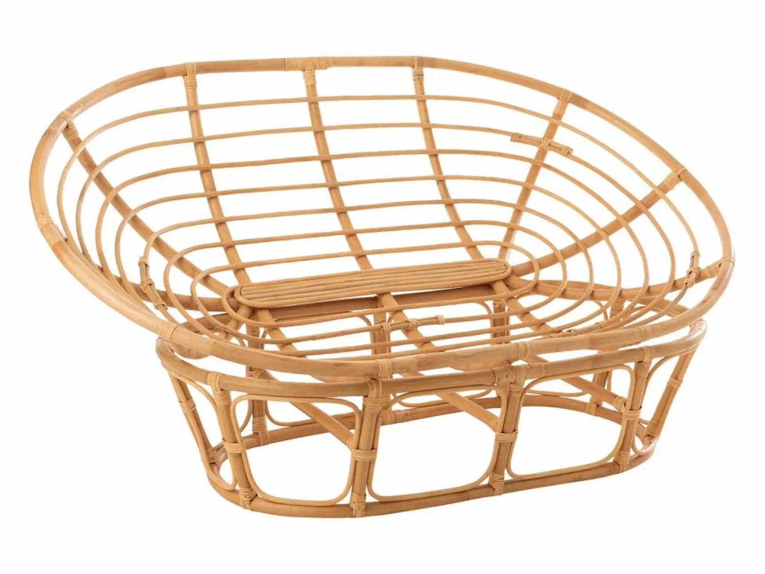 Les Tendances Sillón De Mimbre | Sofá de 2 plazas con cojines de ratán natural y blanco Arni