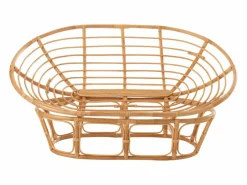 Les Tendances Sillón De Mimbre | Sofá de 2 plazas con cojines de ratán natural y blanco Arni