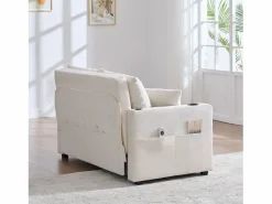 Sofá de 2 plazas con 4 cojines - Sofá relax con portavasos y bolsillos laterales - chenilla < Discount