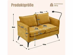 Sofá de 2 plazas conectado con almacenamiento - puerto USB, soporte para teléfono y bolsillos laterales - Tejido de chenilla < Outlet
