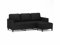 Sofá de 3 plazas con taburete cuero sintético 180 cm < Clicnbuy Clearance
