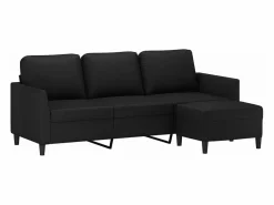 Sofá de 3 plazas con taburete cuero sintético 180 cm < Clicnbuy Clearance