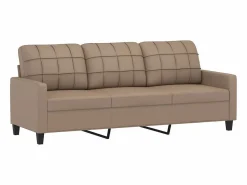 Sofá de 3 plazas de cuero sintético color capuchino 180 cm < vidaxl Online