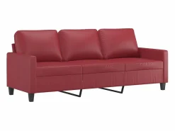 Sofá de 3 plazas de cuero sintético vino 180 cm < Clicnbuy Best