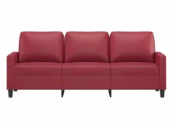Sofá de 3 plazas de cuero sintético vino 180 cm < Clicnbuy Best