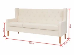 Sofá de 3 plazas de tela color crema < Clicnbuy Clearance