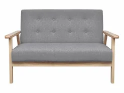 Clicnbuy Sofá Vintage * Sofá de 2 plazas de tela claro Gris