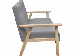 Clicnbuy Sofá Vintage * Sofá de 2 plazas de tela claro Gris