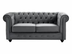 Sofá de 2 plazas de terciopelo antracita CHESTERFIELD < Vente-unique Clearance