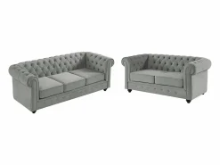Sofá de 3+2 plazas de terciopelo CHESTERFIELD < Vente-unique Outlet