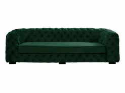 Sofá de 3 plazas de terciopelo verde Chesterfield STANLEY < Vente-unique Discount