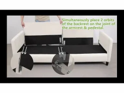 Sofá de 3 plazas en terciopelo de peluche, comodidad de sofá derecha grande en madera maciza, envejecimiento con reposabrazos, 210 x 79 x 89 cm, -gris < DripeX New