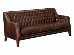 Sofá de 3 plazas piel envejecida COLBERT - Color marrón < LINEA SOFA New