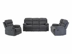 Sofá de 3 plazas, 2 plazas + sillón tela gris TOLZANO < Vente-unique Clearance