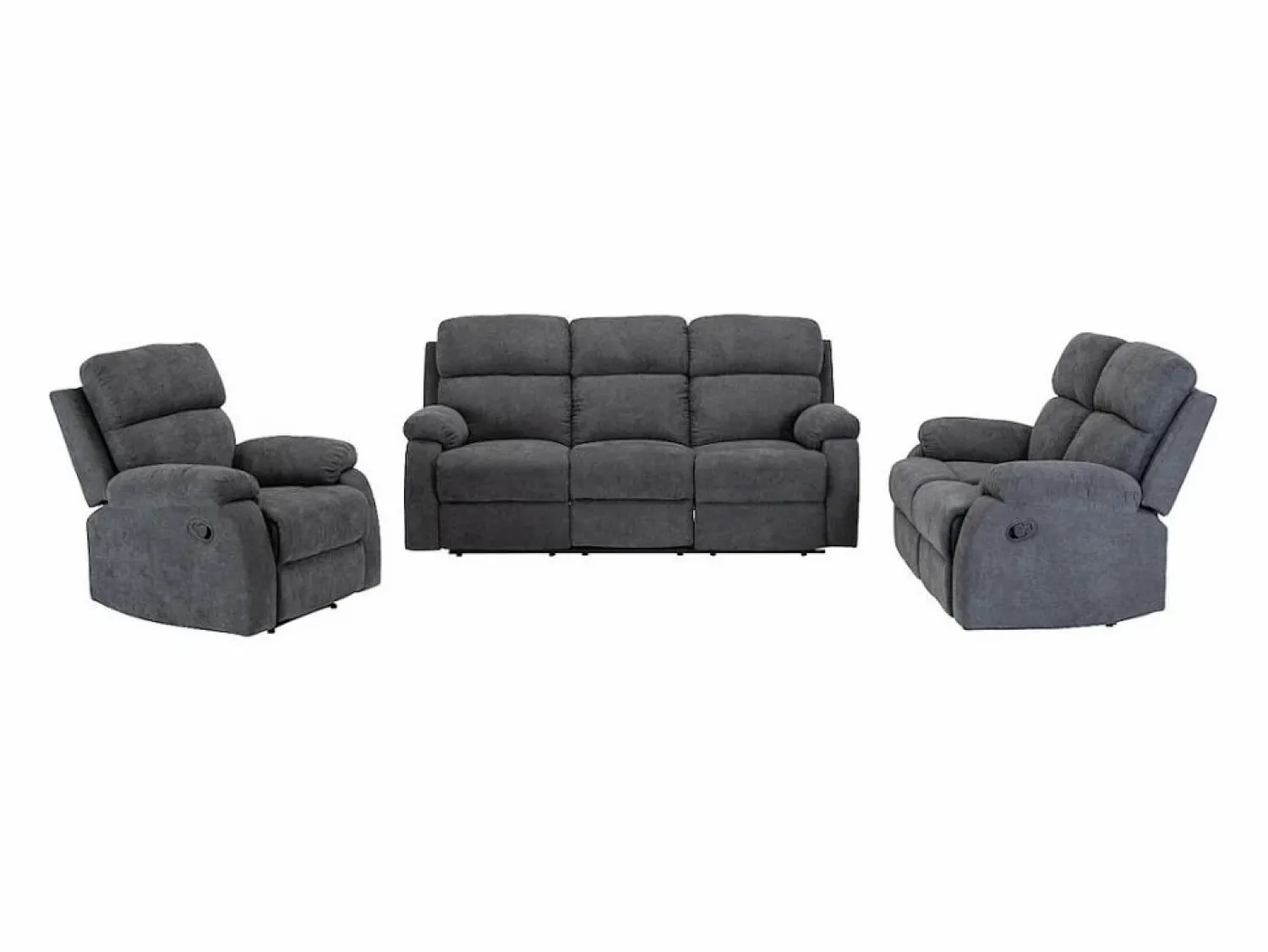 Sofá de 3 plazas, 2 plazas + sillón tela gris TOLZANO < Vente-unique Clearance