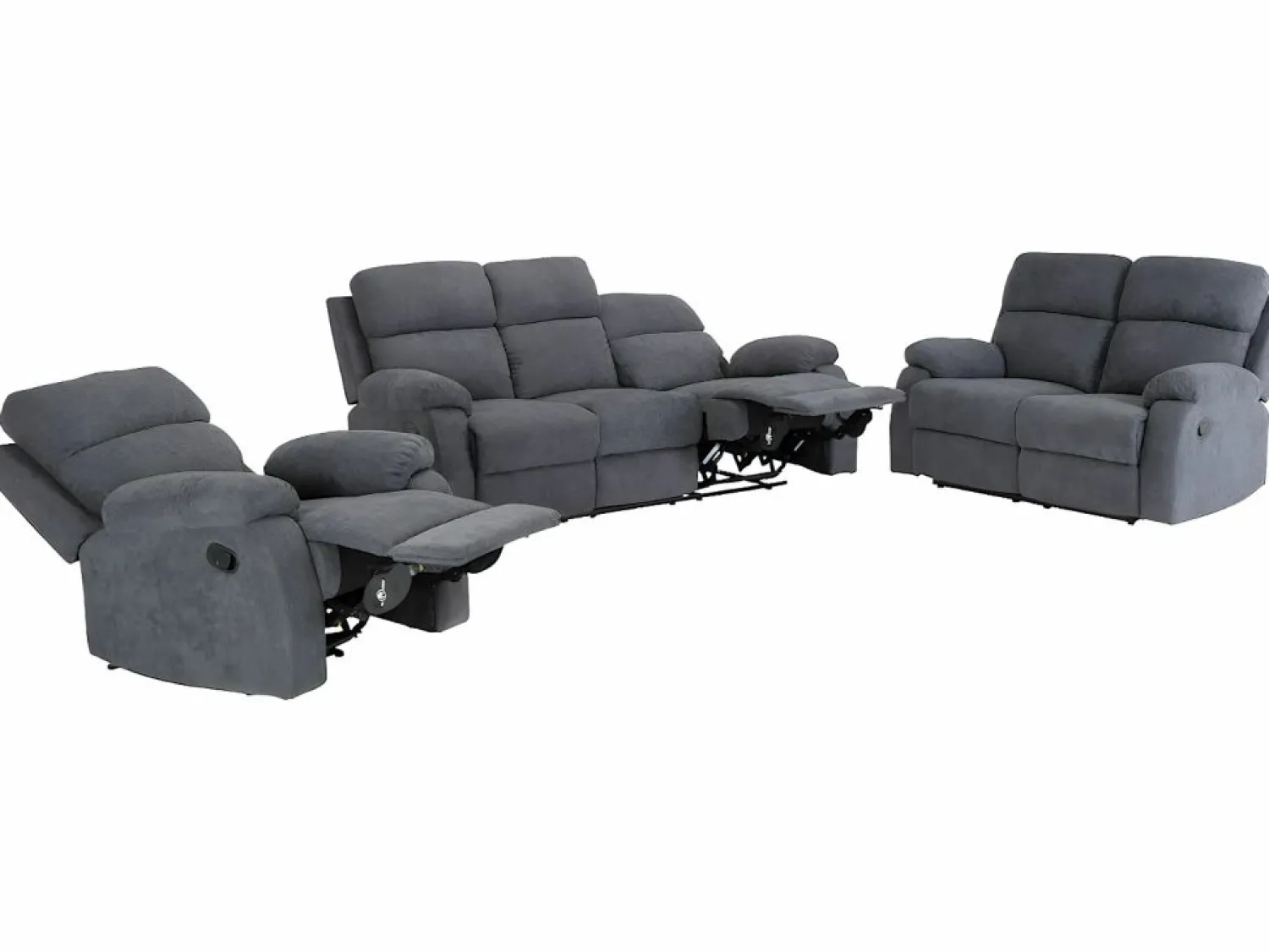 Sofá de 3 plazas, 2 plazas + sillón tela gris TOLZANO < Vente-unique Clearance