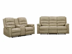 Vente-unique Conjunto Sofás | Sofá de 3+2 plazas relax eléctrico tela con tableta NEVERS
