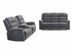 Vente-unique Conjunto Sofás | Sofá de 3+2 plazas relax eléctrico tela NEVERS