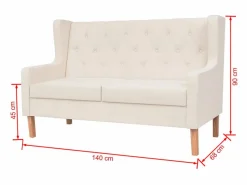 Clicnbuy Sofá - 2 Plazas|Sofá De Tela * Sofá de 2 plazas tela crema Blanco