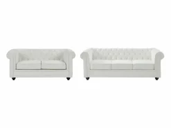 Vente-unique Conjunto Sofás | Sofá de 3 plazas y 2 plazas en imitación cuero CHESTERFIELD