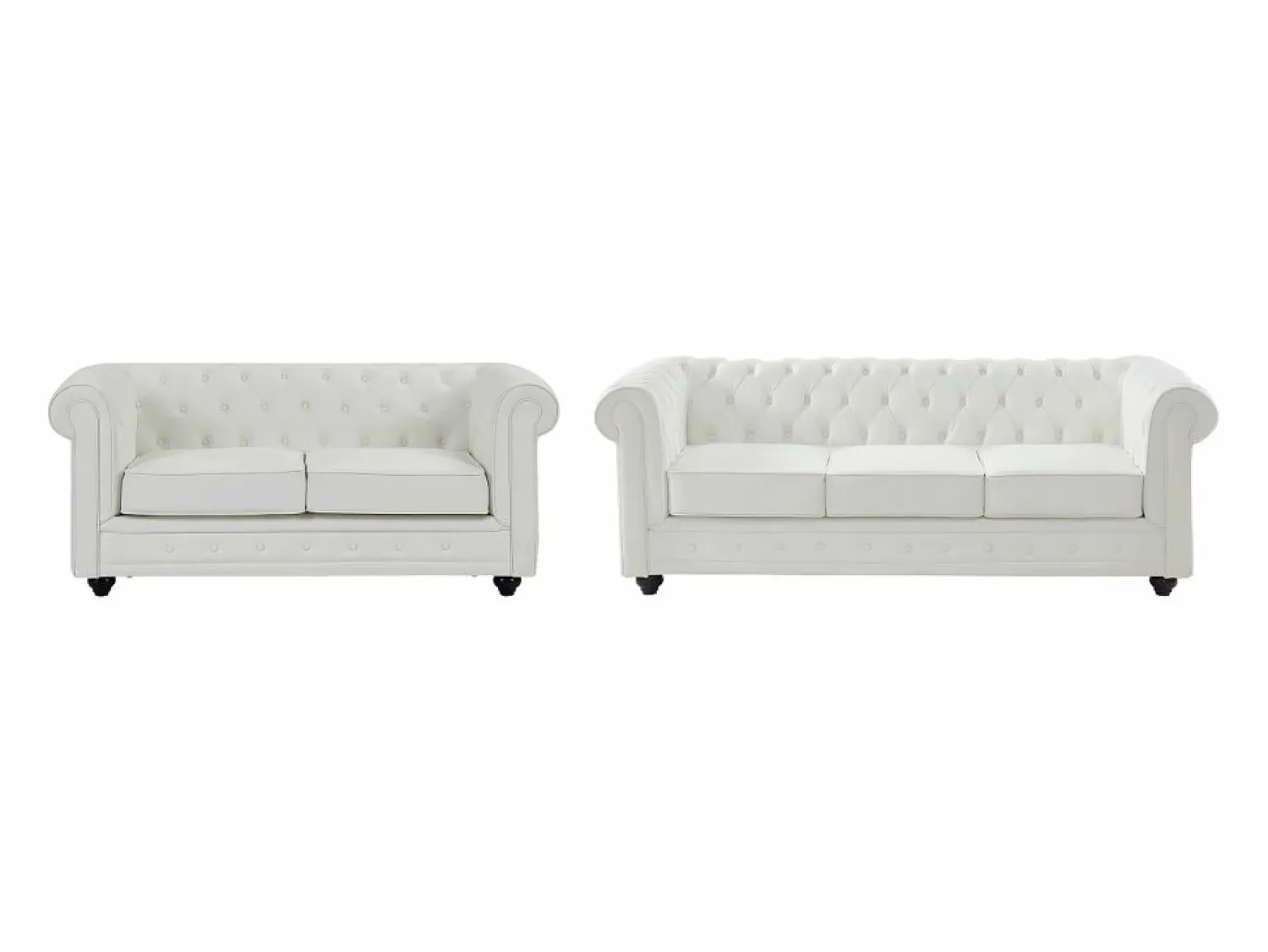 Vente-unique Conjunto Sofás | Sofá de 3 plazas y 2 plazas en imitación cuero CHESTERFIELD