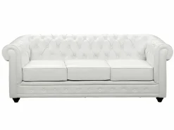 Vente-unique Conjunto Sofás | Sofá de 3 plazas y 2 plazas en imitación cuero CHESTERFIELD
