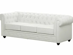 Vente-unique Conjunto Sofás | Sofá de 3 plazas y 2 plazas en imitación cuero CHESTERFIELD