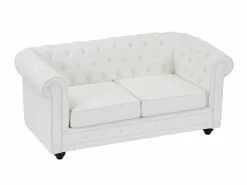 Vente-unique Conjunto Sofás | Sofá de 3 plazas y 2 plazas en imitación cuero CHESTERFIELD