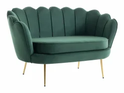 Vente-unique Conjunto Sofá Y Sillón * Sofá de 2 plazas y sillón con forma de concha de terciopelo DANDELION Verde pino