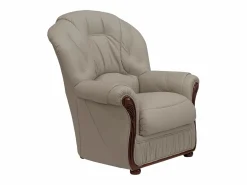 LINEA SOFA Conjunto Sofá Y Sillón | Sofá de 3 plazas y sillón 100% cuero de búfalo color taupe DAPHNE