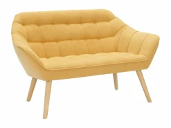Vente-unique Conjunto Sofá Y Sillón | Sofá de 2 plazas y sillón de tela amarillo CASERTA