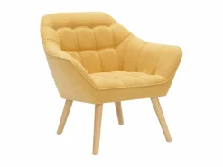 Vente-unique Conjunto Sofá Y Sillón | Sofá de 2 plazas y sillón de tela amarillo CASERTA