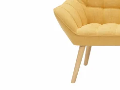 Vente-unique Conjunto Sofá Y Sillón | Sofá de 2 plazas y sillón de tela amarillo CASERTA