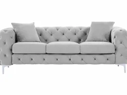 Sofá de 3 plazas y sillón de terciopelo y patas de metal EDWINA < Vente-unique Outlet