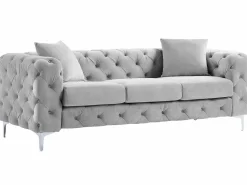 Sofá de 3 plazas y sillón de terciopelo y patas de metal EDWINA < Vente-unique Outlet