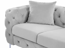 Sofá de 3 plazas y sillón de terciopelo y patas de metal EDWINA < Vente-unique Outlet