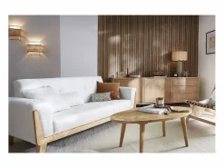 Sofá diseño 3 plazas roto patas madera FJORD < Miliboo Outlet
