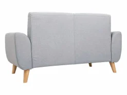 Sofá diseño 2 plazas tejido gris y patas en roble EKTOR < Miliboo