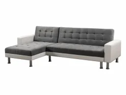 Habitat et jardin Sofá De Terciopelo|Sofá - 4 Plazas * Sofá esquinero convertible y reversible "Theo" - 4 plazas - Blanco y gris Gris / Blanco