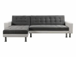 Habitat et jardin Sofá De Terciopelo|Sofá - 4 Plazas * Sofá esquinero convertible y reversible "Theo" - 4 plazas - Blanco y gris Gris / Blanco