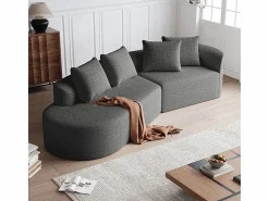 DripeX Sofá - 4 Plazas|Sofá Rinconera * Sofá Esquinero Izquierdo Moderno Súper Grande 4 Plazas, con 4 Cojines, Chaise Longue Curva, Tejido Chenilla, Gris antracita