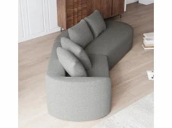 Sofá Esquinero Izquierdo Moderno Súper Grande 4 Plazas, con 4 Cojines, Chaise Longue Curva, Tejido Chenilla, < DripeX Hot
