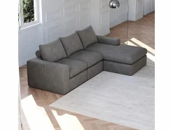 DripeX Sofá Modular|Sofás Club | Sofá Esquinero Modular 3 Plazas, de Pana, con Chaise Longue Reversible, 3 Cojines y Almohadas Cervicales,