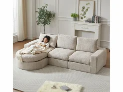 DripeX Sofá Modular|Sofás Club | Sofá Esquinero Modular 3 Plazas, con Chaise Longue Curva Reversible, 3 Cojines y Almohadas Cervicales, Tejido Chenilla,
