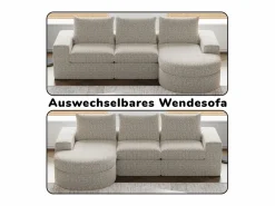 DripeX Sofá Modular|Sofás Club | Sofá Esquinero Modular 3 Plazas, con Chaise Longue Curva Reversible, 3 Cojines y Almohadas Cervicales, Tejido Chenilla,