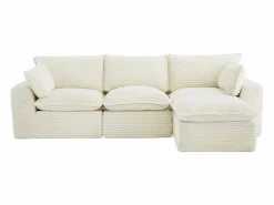 Vente-unique Sofá Modular * Sofá modular de esquina con puf de pana gruesa CYROMA Beige