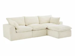 Vente-unique Sofá Modular * Sofá modular de esquina con puf de pana gruesa CYROMA Beige